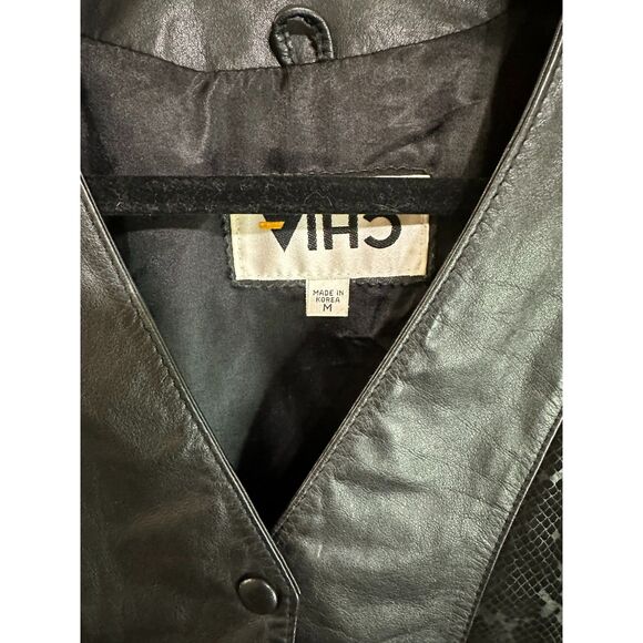 Vintage Chia Women's Leather Cropped Textured Jacket Size M - Picture 2 of 6